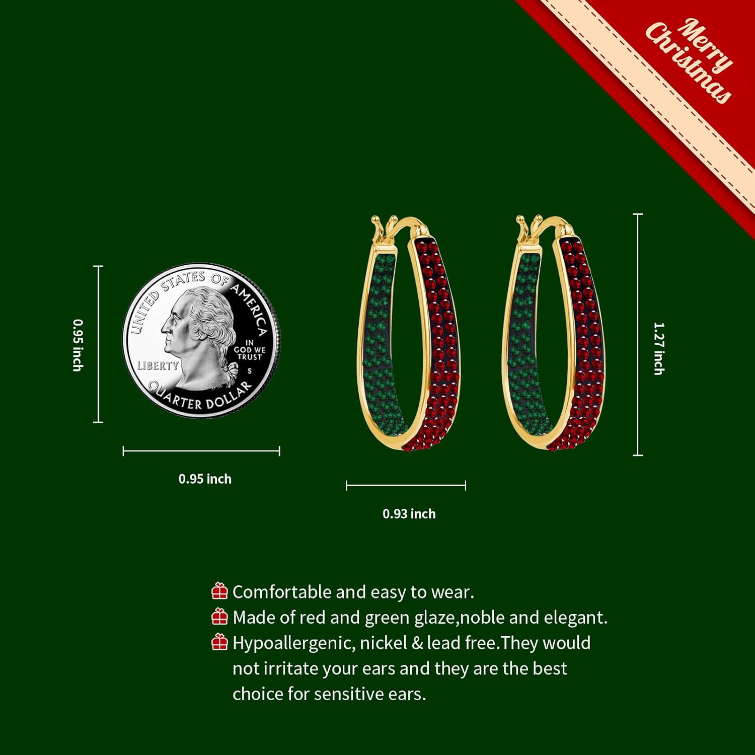 Crystal Hoop Earrings for Women Sparkly American Flag Earrings Silver Plated Red White and Blue Earrings Patriotic Jewelry Gift - Image 6