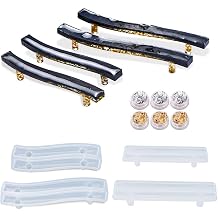 Ovelur Tray Handle Coaster Resin Molds, 4 Pcs Epoxy Resin Coaster Molds for Resin Casting with 6 Pcs Gold Foil Glitter, Silicone Brushes for Tray Dishes Storage DIY Artcraft Project Gift Making