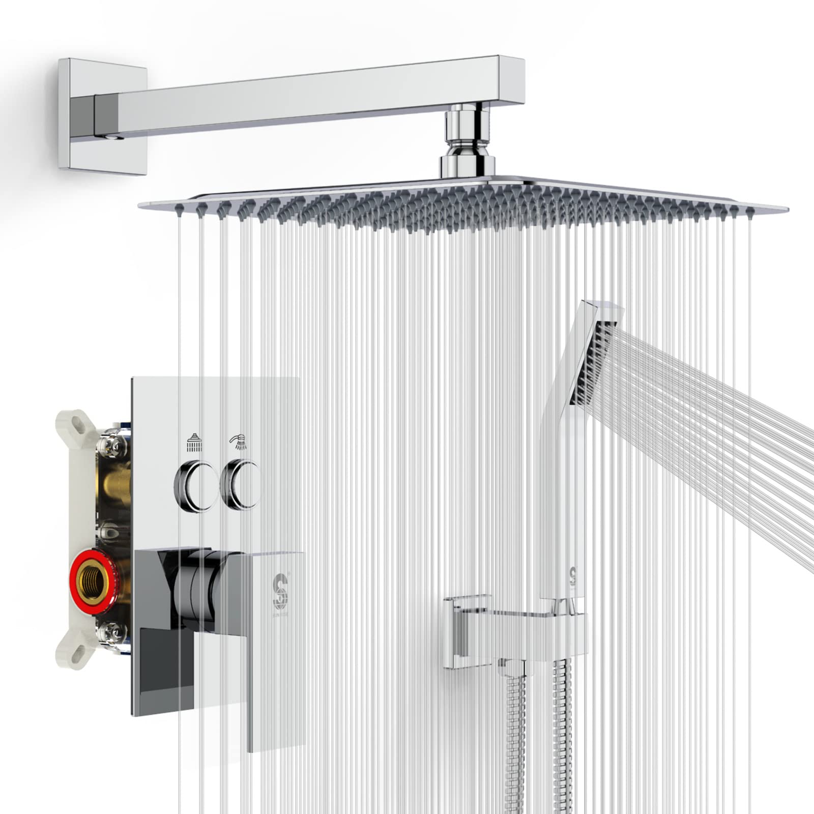 Buy SR SUN RISE Shower System with Push Button Diverter Bathroom Luxury 10 Inch Rain Shower Head