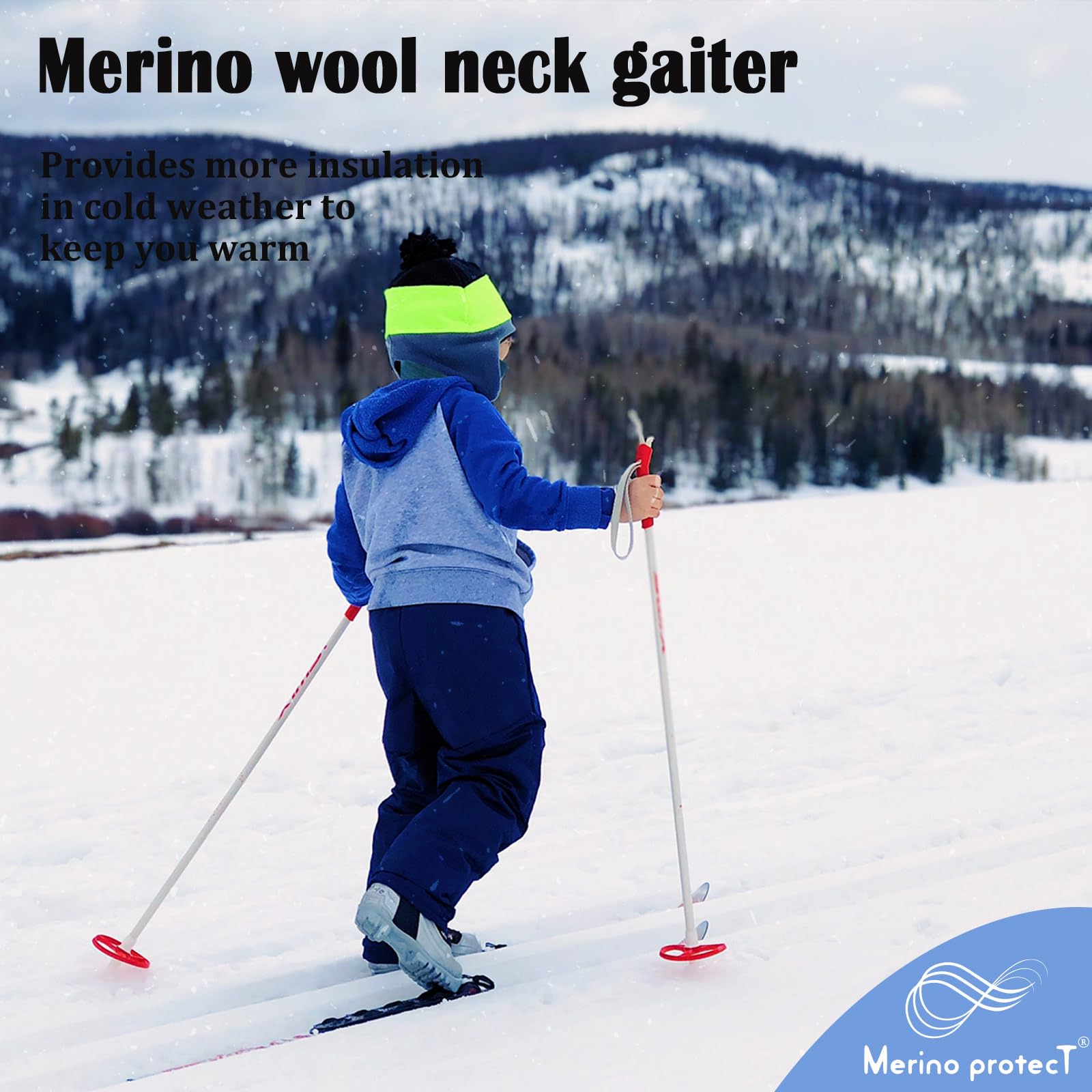 Merino Protect Scaldacollo Merino Uomini Donne Sciarpa Calda Traspirante Sciarpa Tubolare Leggera per Moto Escursionismo Caccia