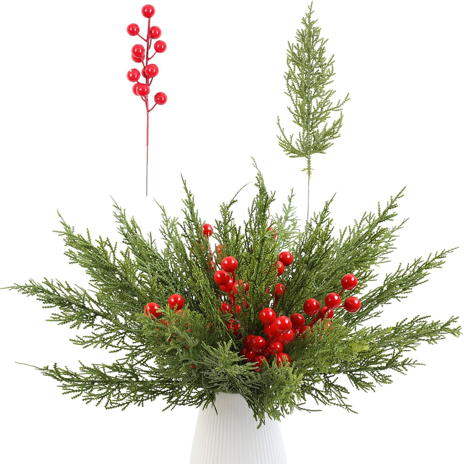 2 Pcs Artificial Norfolk Pine Garlands, Real Touch Winter Pine Garland, Green Artificial