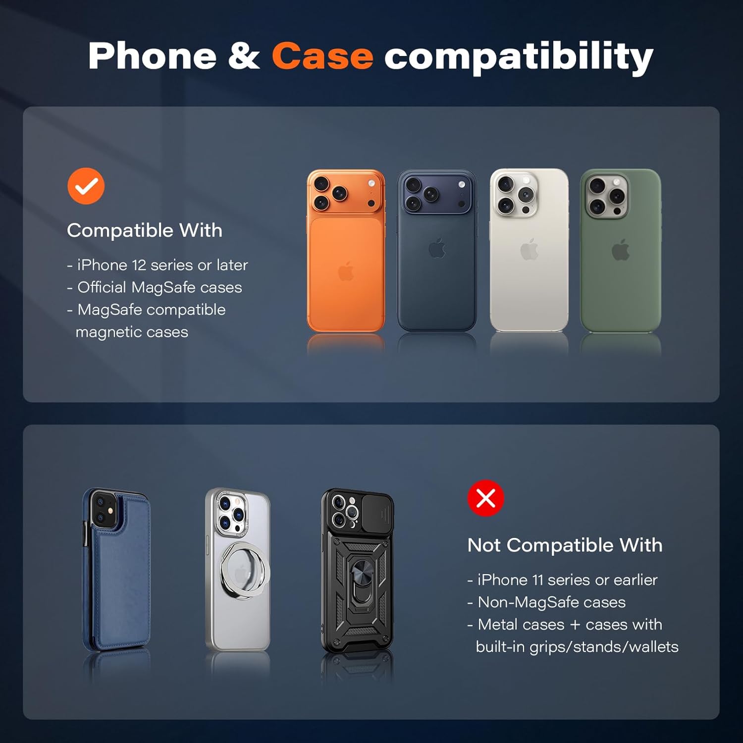 A2C for MagSafe Car Mount Charger, QI2 15W Wireless Car Charger with Dual Cooling Tech, Magnetic Car Charger for iPhone 17 16 15 14 13 12, Dash+Windshield+Vent Mount, PD 30W Adaptor Included - Image 7