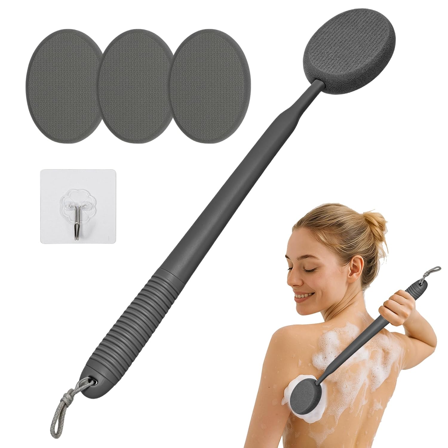 19 Inch Back Lotion Applicator with Long Handle Self Tanner Applicator for Back Feet and Legs Sunscreen and Body Cream Applicator for Men Women Seniors and Kids