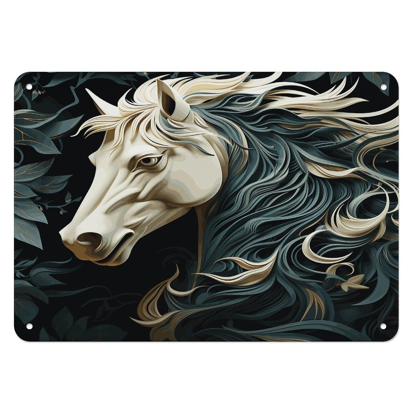 Btcowzrv Style Horse Pattern Metal Sign, 5.5" X 7.9" Tin Wall Decor, Wall Art Plaques For Home Wedding Decor Room Living Room Decoration