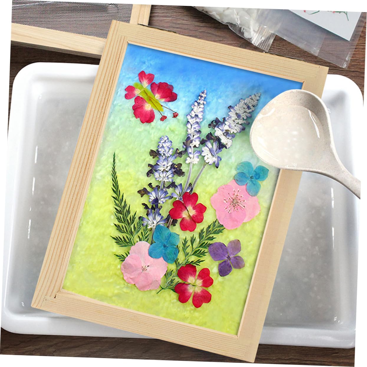 KONTONTY Traditional Paper Making Experience 2pcs Craft Wooden Frame Paper Making Moulds for DIY