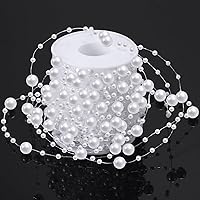 Vista 14 de Pangda Guirnalda de cuentas artificiales de 65.6 pies, cadena de cuentas de plástico, rollo de adornos para manualidades, árbol de Navidad, boda