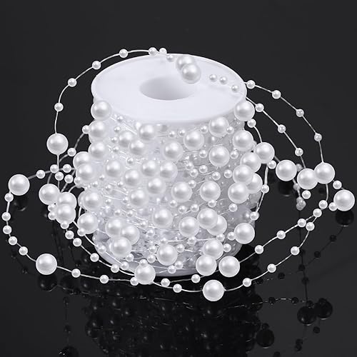 Miniatura 62 de Pangda Guirnalda de perlas artificiales de 65.6 pies para árbol de Navidad, cadena de hilos de cuentas de plástico, adorno para boda, fiesta de Rosa