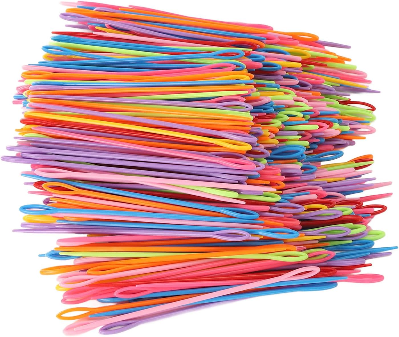1000Pcs Plastic Sewing Needles, Safety Lacing Needle, 5.9in Long Large Eye Colorful Durable Learning Needles for DIY Craft Weaving, Plastic Knitting Needles with Random Colors for