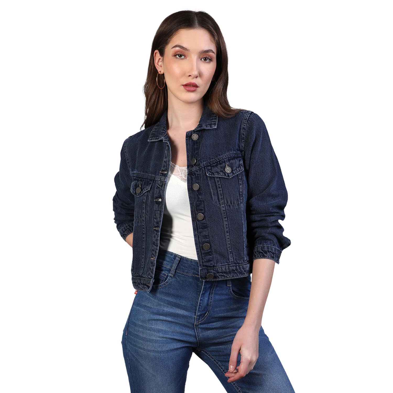 urbano fashion Women's Regular Fit Washed Full Sleeve Denim Jacket-picture-19