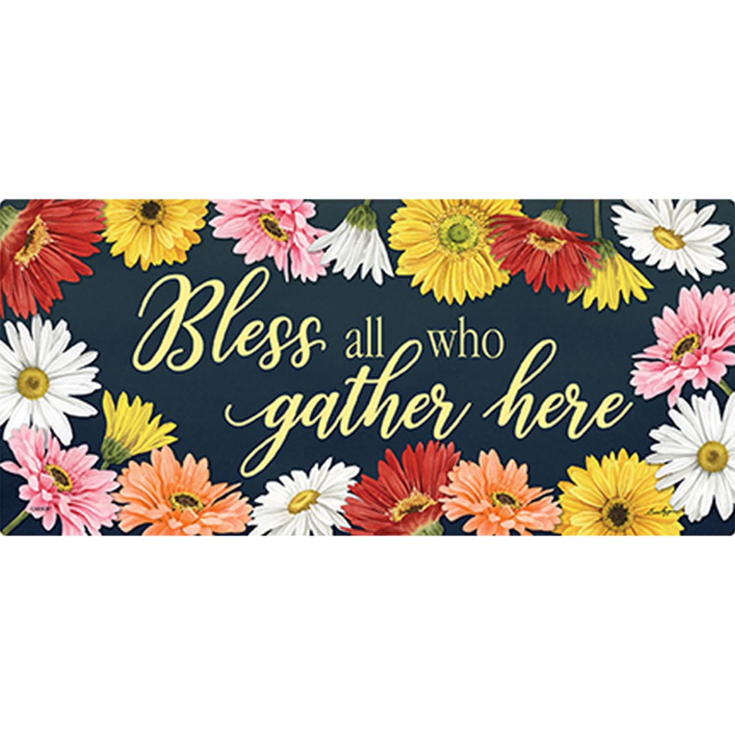 Carson Decorative Mini Doormat - All Who Gather, Low-Profile Floor Rug Switch Mat for Indoor Outdoor Home Decor 10 x 22 inch