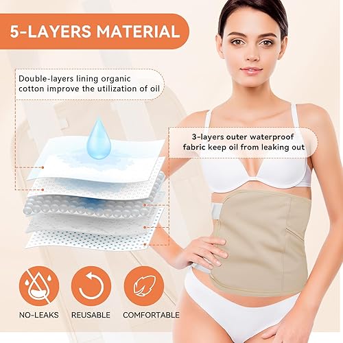 Miniatura 3 de Cstor - Paquete de aceite de ricino, paquete de 4 unidades de aceite de ricino de algodón orgánico para cuello, cintura y pecho, paquetes de aceite