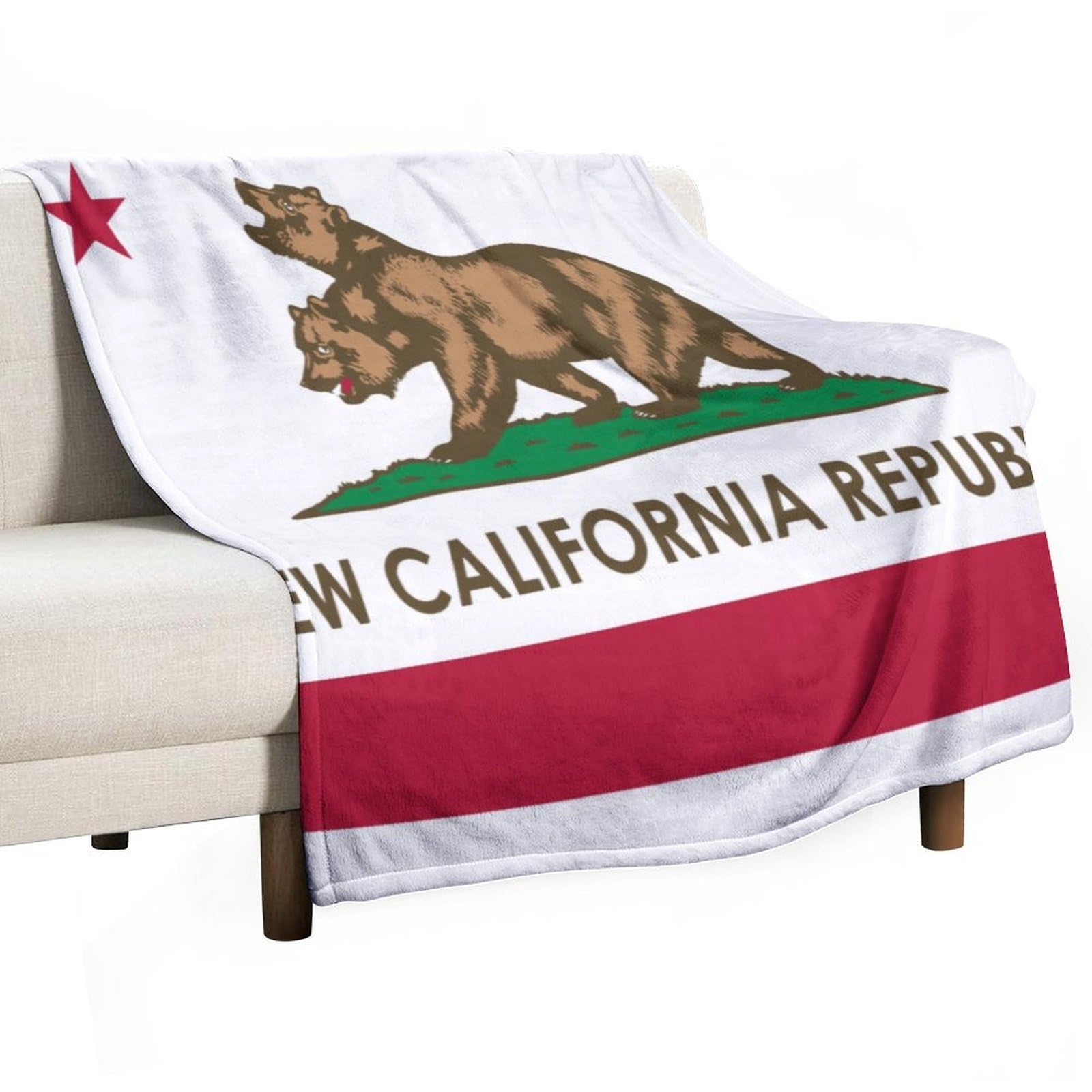 Cgsbngha Style Flag Of New California Republic Flannel Fleece Blanket Lightweight Soft Throw Blankets For Sofa Couch Bed Chair