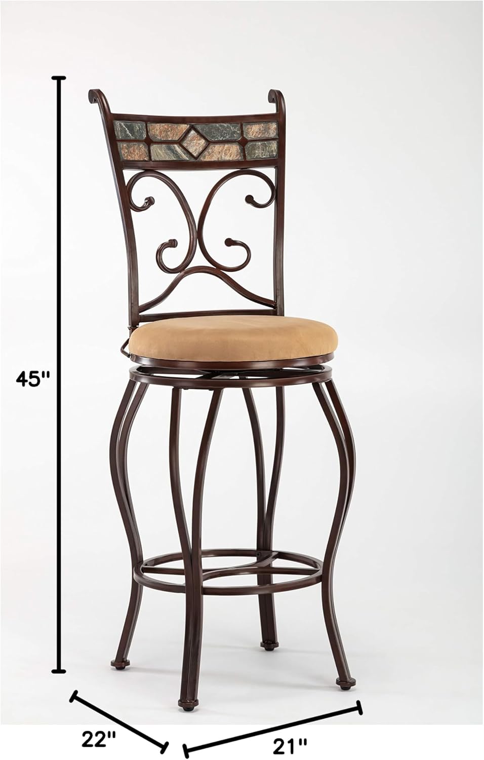 Boraam Beau Bar Height Metal Stool, 29-Inch, Black/Gold