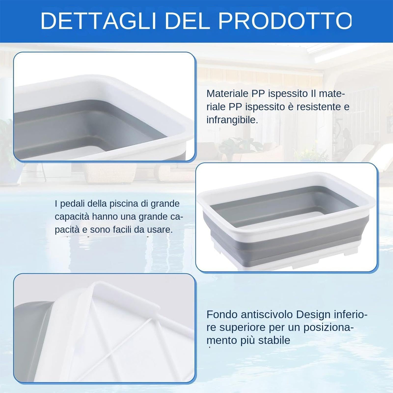 Pediluvi Portatili Per Piscine, Vaschetta Lavapiedi, Pediluvi Pieghevoli E Antiscivolo, Pediluvio Portatili Per Piscine Fuori Terra, Spa, Idromassaggi