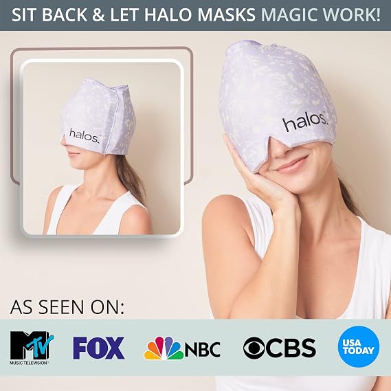 MyHalos Migraine & Headache Relief Cap, 30% More Gel, Hot & Cold Ice Wrap