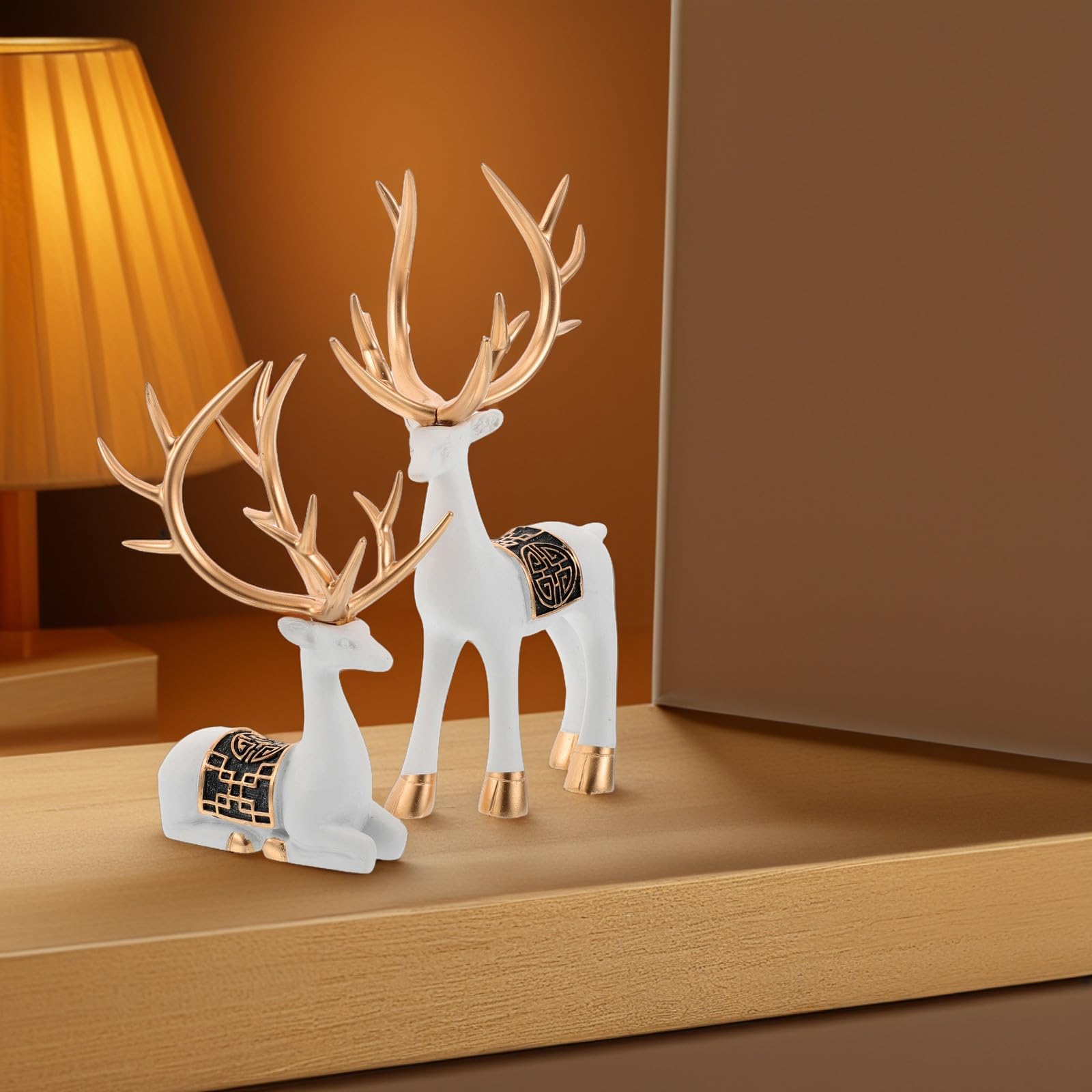 UPKOCH 1 Paar Rentierschmuck aus Keramik Vielseitig Platzierbare Elch Dekoration mit Elegantem Retro Design für Wohnzimmer und Bücherregal