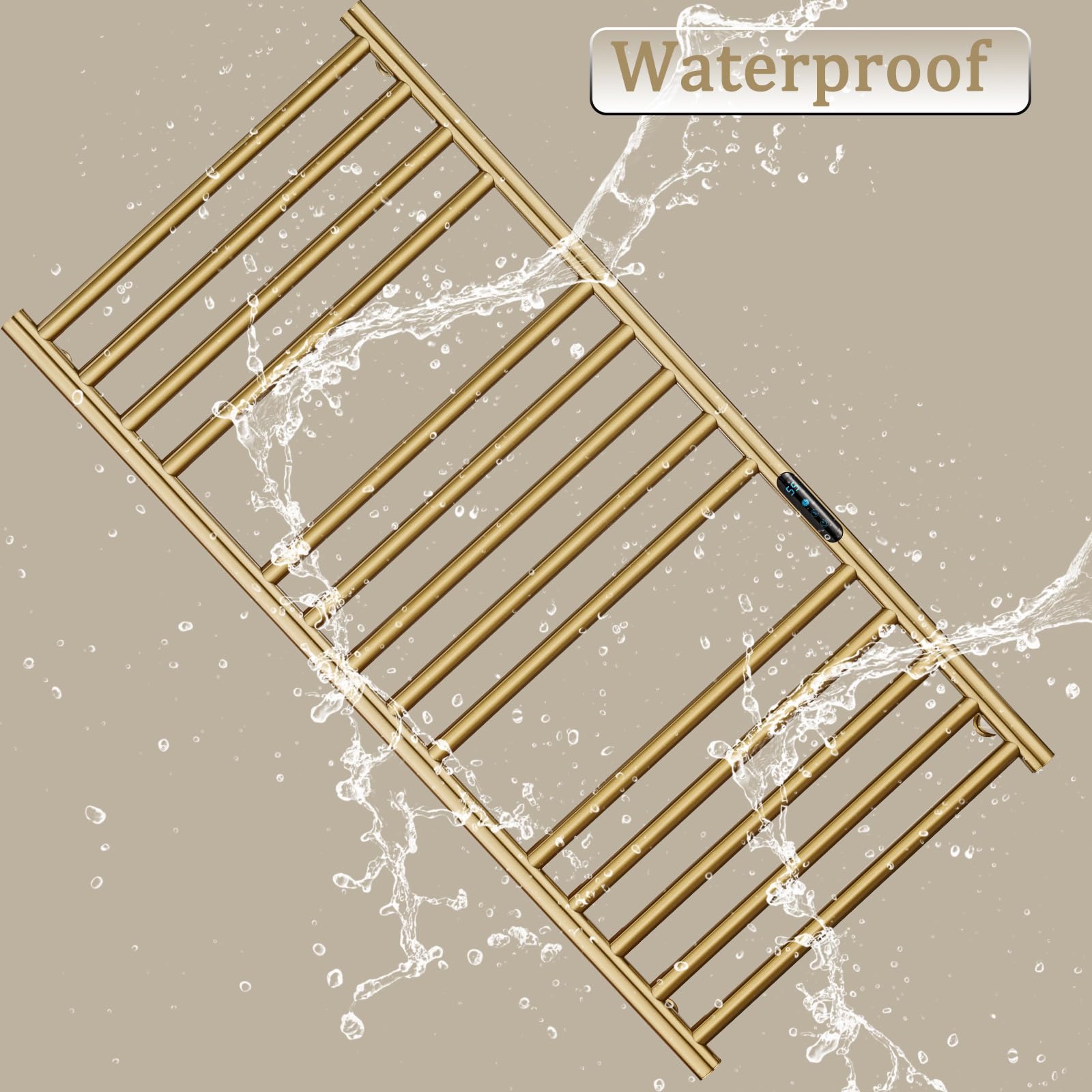 ESOP Radiador Toallero Eléctrico Baño Oro 162 W Radiador Calienta Toallas de Toallero, 110x52x12 cm Toallero Calentado para Baño, Inteligente de Temperatura Constante Calentador de Toallas Pared