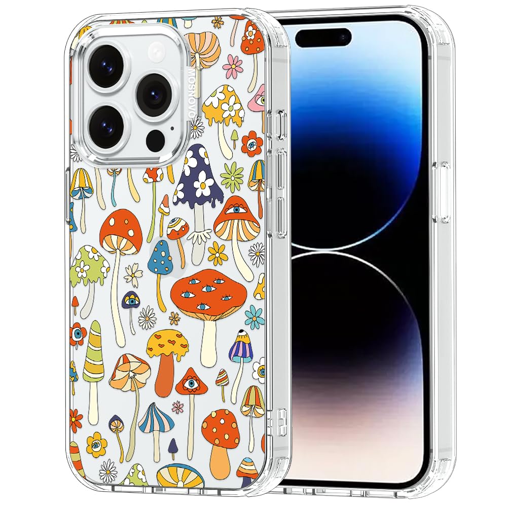 MOSNOVO Case for iPhone 14 Pro, [Buffertech 6.6ft Military-Grade Drop Protection] [Anti Peel Off Tech] Clear TPU Bumper Phone Case Cover Design -