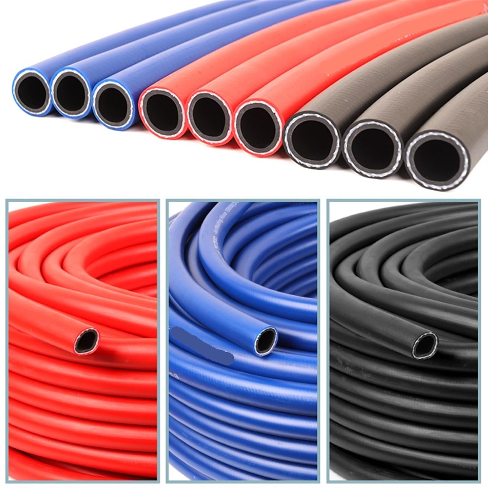 Tuyau en Caoutchouc Double Couche de 1 m de diamètre intérieur 6-38 mm, Tuyau Haute Pression, Tube d'huile for Cylindre pour Les Motos, Les Voitures(Black,1M_ID 19MM X OD 27MM)