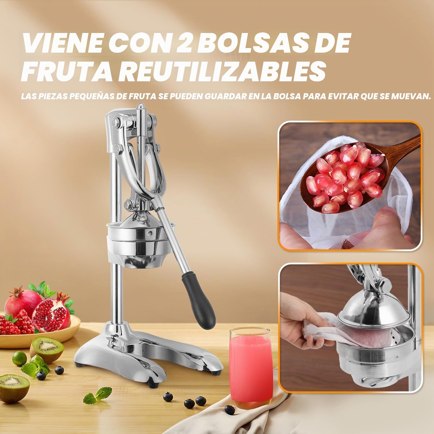 Exprimidor De Cítricos Manual Comercial De Doble Modo Moongiantgo, Prensa Ergonómica Para Naranjas, Limones Y Sandías