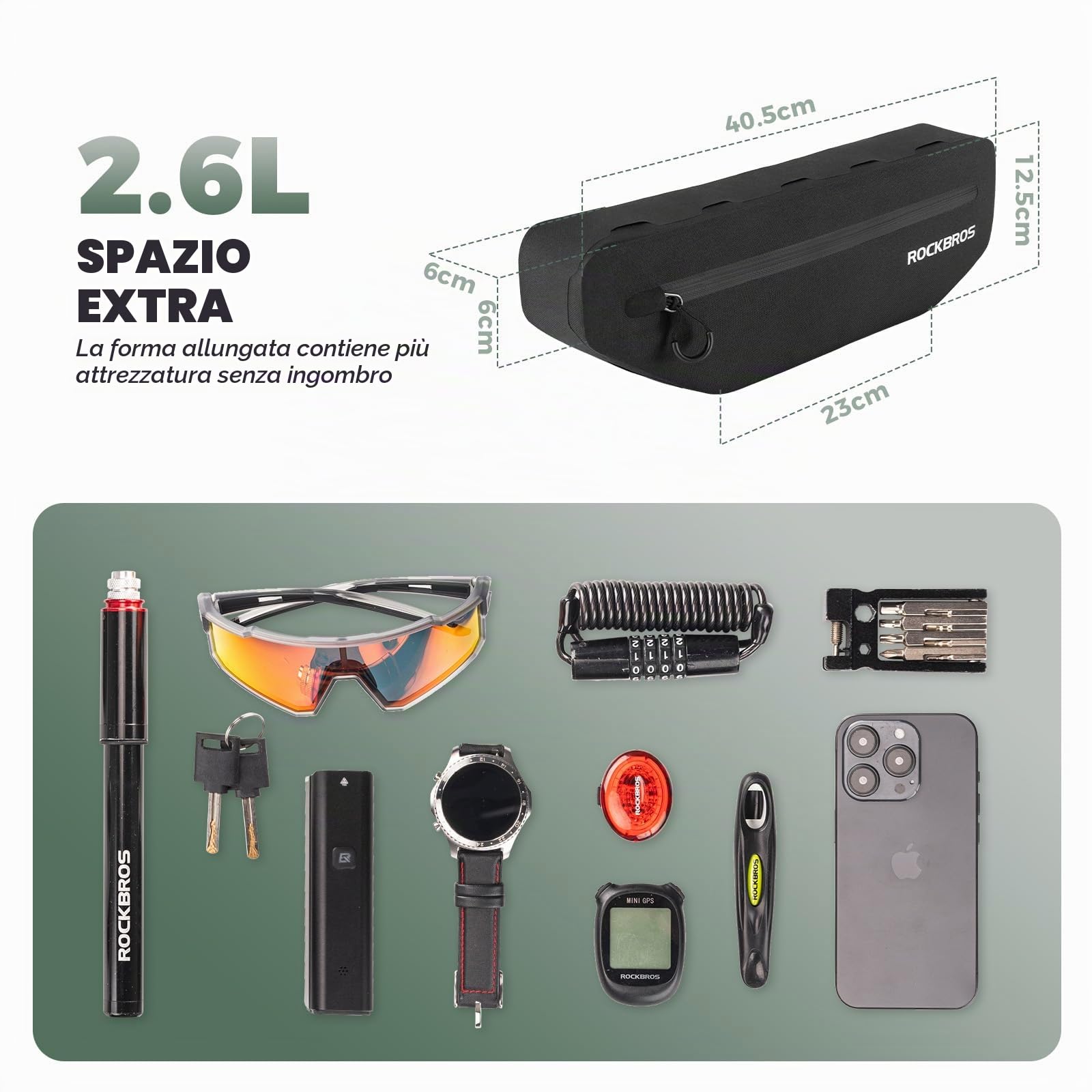 ROCKBROS Borsa Tubo Telaio Triangolo Impermeabile per Bici MTB Borsa Bicicletta Triangolare da Telaio Grande capacità 2 Modelli Disponibili 3L/4L