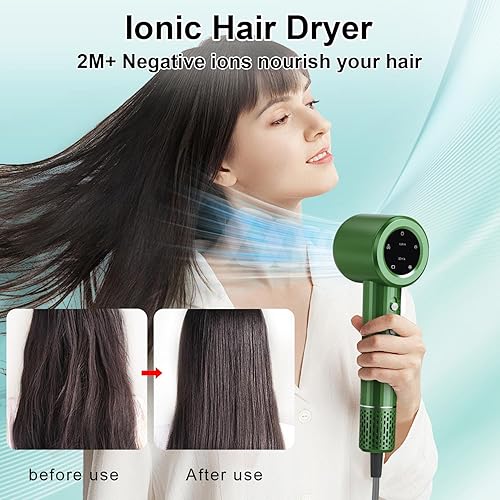 Miniatura 6 de Secador de pelo, secador de pelo profesional de alta velocidad para secado rápido, potente secador de pelo de 1400 W, 3 temperaturas2 velocidades,