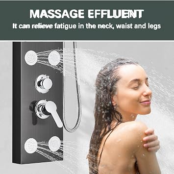 Shower Panel Tower Column System Rainfall Waterfall Hand Shower Hydromassage and Tub Spout Wall Mounted Stainless Steel Multifunction