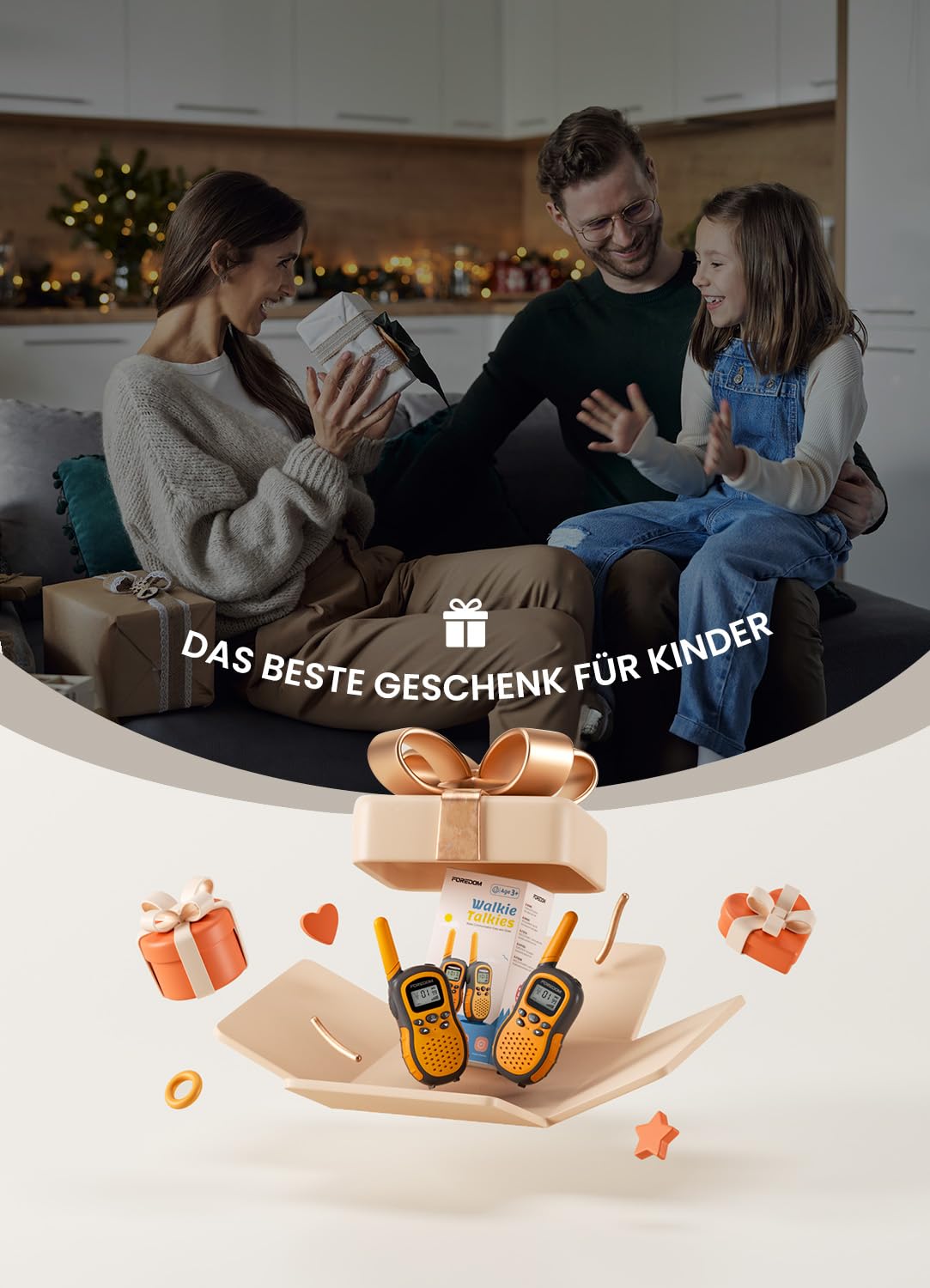 FOREDOM Walkie Talkies für Kinder Walkie Talkies Funkgeräte Set Spielzeug für Jungen & Mädchen 3-12 Jahre, Umhängeband, Geschenke Outdoor-Abenteuer – 2er Set