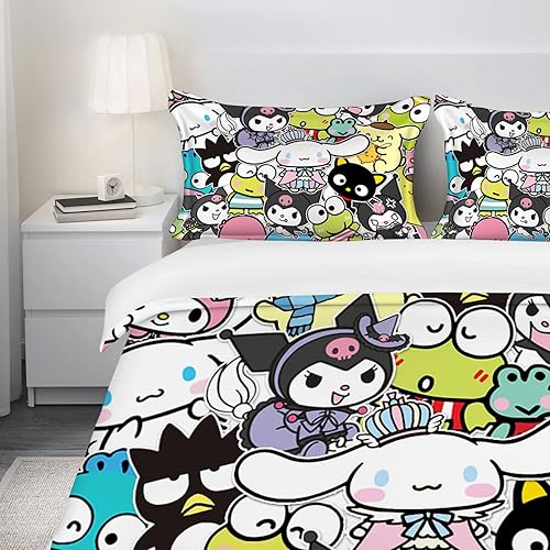 Miniatura 3 de BEINME Juego de funda de edredón de dibujos animados tamaño individual Kawaii para niños niñas mujeres juego de ropa de cama para adolescentes