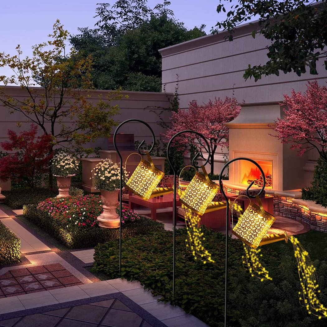 Lumières solaires d'arrosoir pour Jardin extérieur, guirlandes Lumineuses solaires en Plein air, lumières artificielles à Suspendre, IP65 étanche pour trottoirs, chemins, patios, Cour, décoration