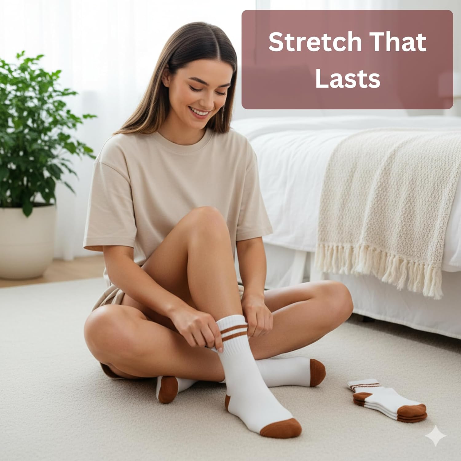 Mini Crew Socks for Women 4-Pack Cushioned Bottom Retro Striped Socks vintage sock - Image 8