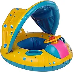 Boia infantil Fralda com Cobertura para bebê Barquinho inflável Criança Volante Carrinho Buzina
