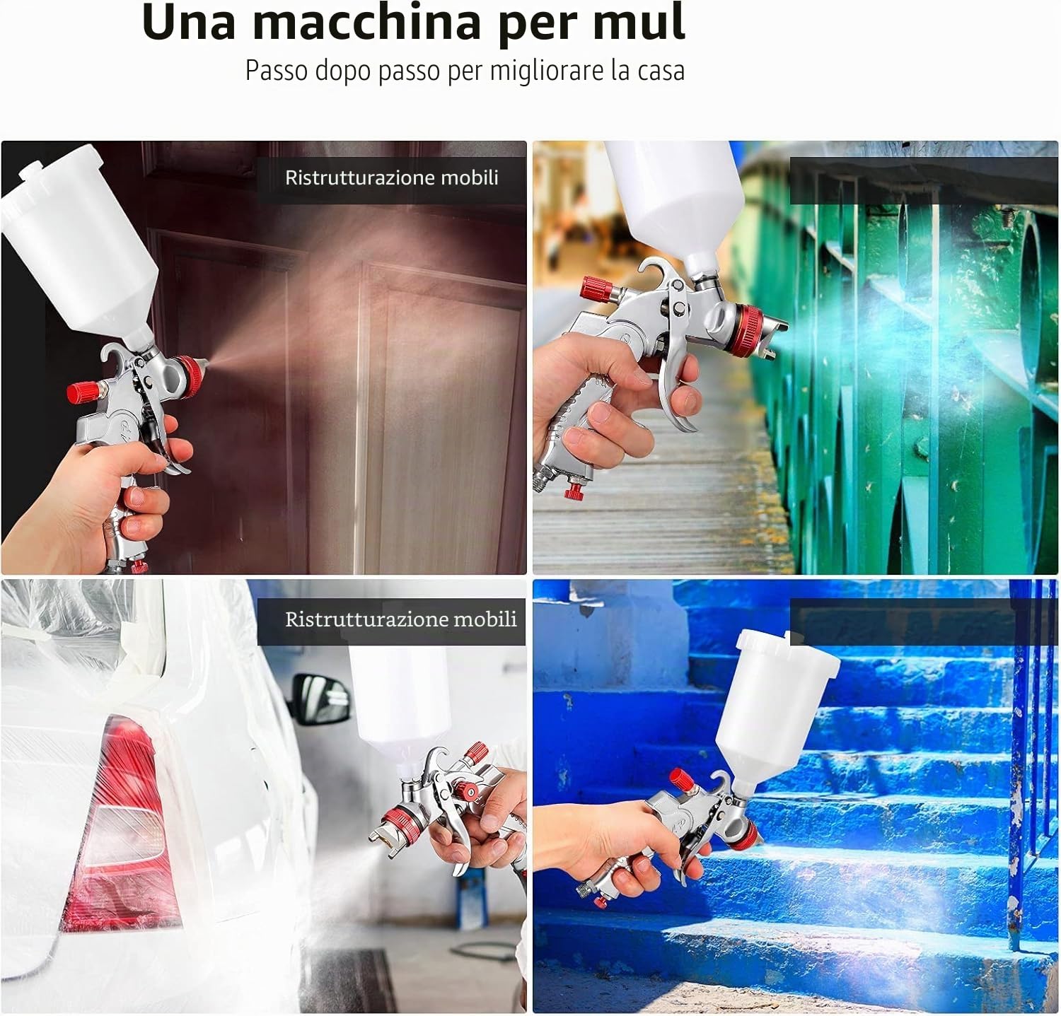 Pistola per verniciatura HVLP a gravità, pistola a spruzzos per auto, piccola riparazione pistola a spruzzo per rivestimento in pelle, mini pistola a spruzzo manuale 1,4/1,7/2,0 mm
