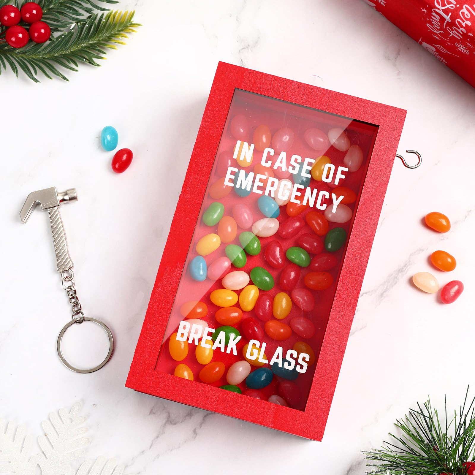 Funny Gift Emergency Box w/Hammer, Break in Case of Emergency Box, Personalized Prank Gag Gift for Birthday Holiday, Funny Office Desk Decor, White Elephant Gift for Friend Coworker Family