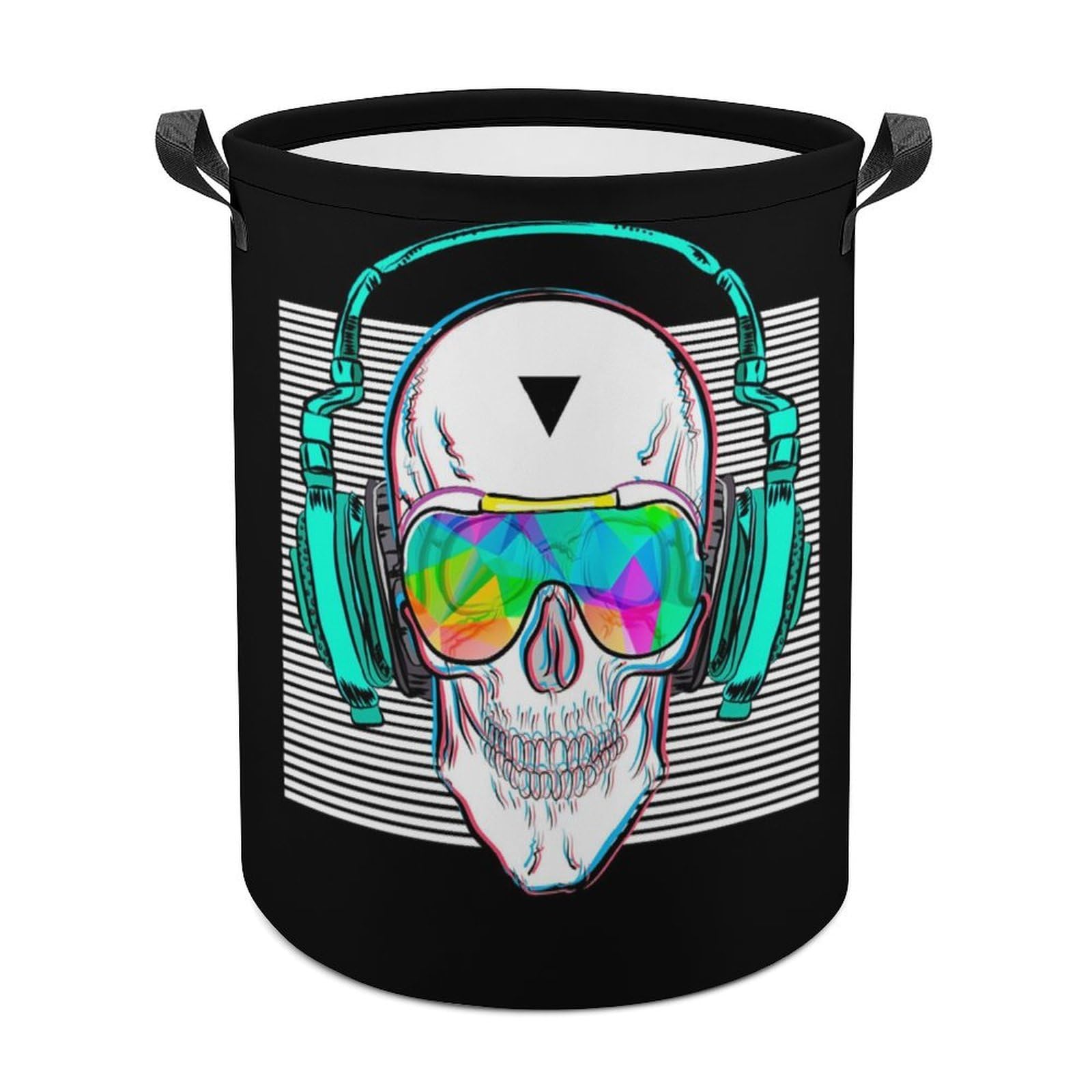 Wlntrophic Laundry Hamper, Rock And Roll Skull Laundry Basket, Washing Basket with Handle