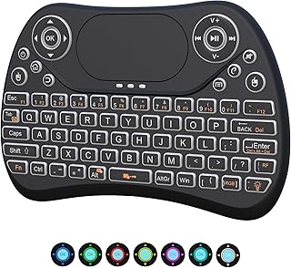 oFourSmart 2.4GHz Mini Wireless Keyboard with Touchpad Mouse Combo, Rechargable Li-ion Battery & Multi-Media Handheld Remote Controller, Compatible with Android TV Box, Projector, PC, PAD