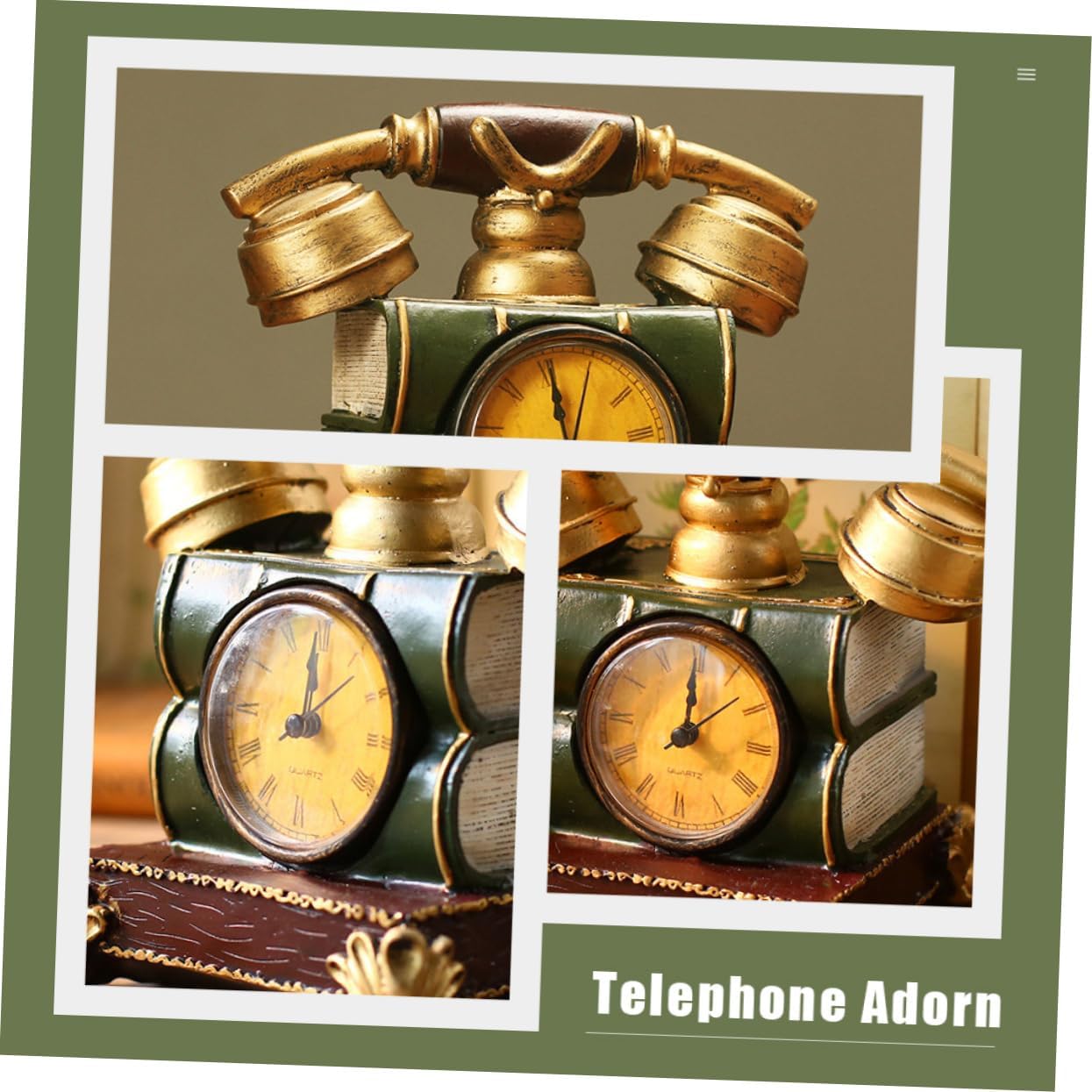 Creative Resin Telephone Clock Adornment with Wear-Resistant Material Artistic and Design for Home and Office Decorative Accent