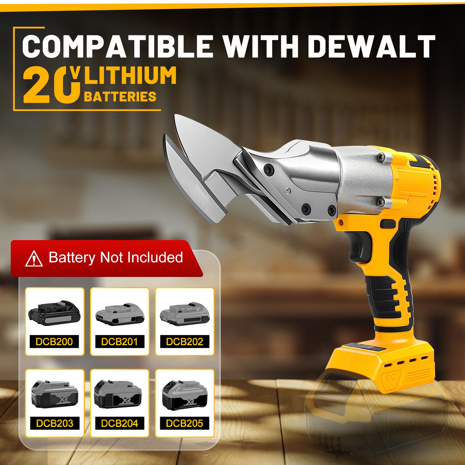 Cesoie per Lamiera senza fili compatibili con Dewalt 18 V 20 V batteria, testa rotante a 360 gradi max. 2 mm, Forbici Elettriche senza spazzole per lamiere, PVC (senza batteria)