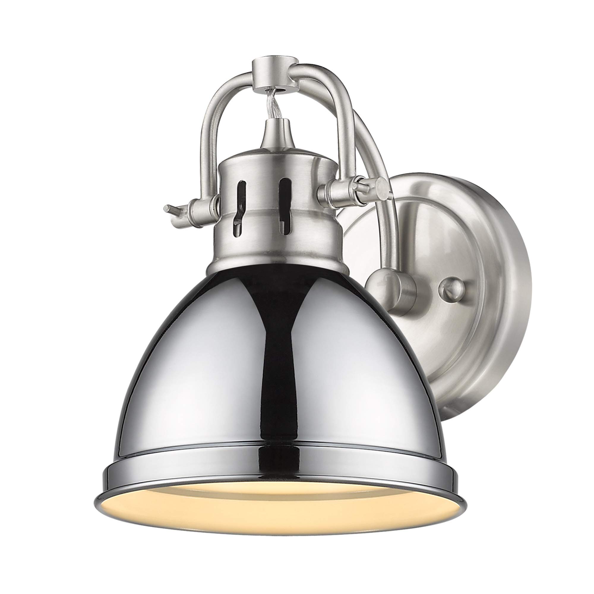 Golden Lighting 3602-BA1 PW-CH Duncan Bath Vanity, 8.25"L x 6.5"W x 8.5"H, Pewter with a Chrome Shade