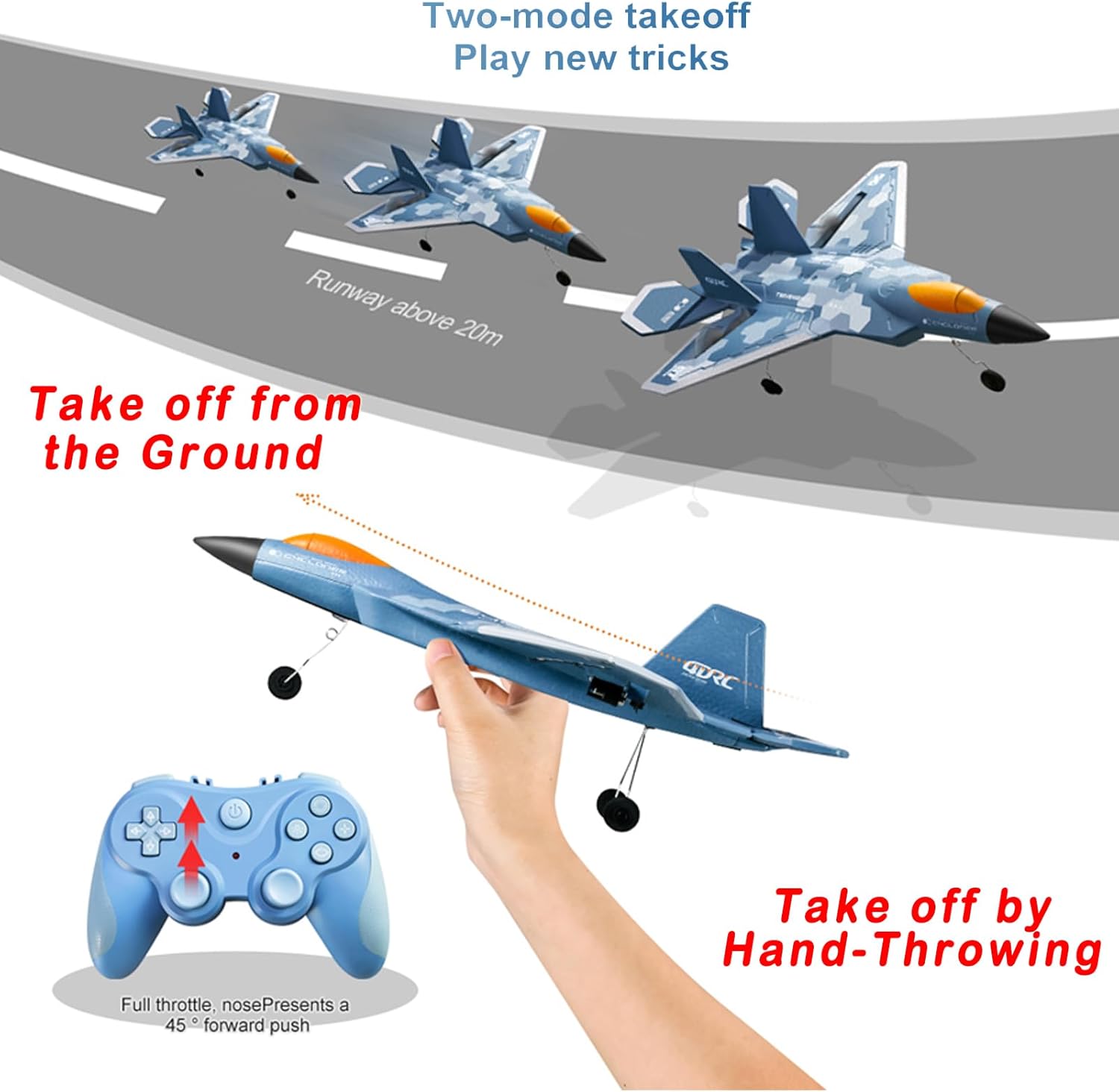 GoolRC RC Plane G7 Remote Control Airplane, 3 Channel RC Airplane, 2.4GHz RC Aircraft with 6 Axis Gyro System, Adjustable Rudder, Easy to Fly RC Glider with LED Light for Adults and Beginners