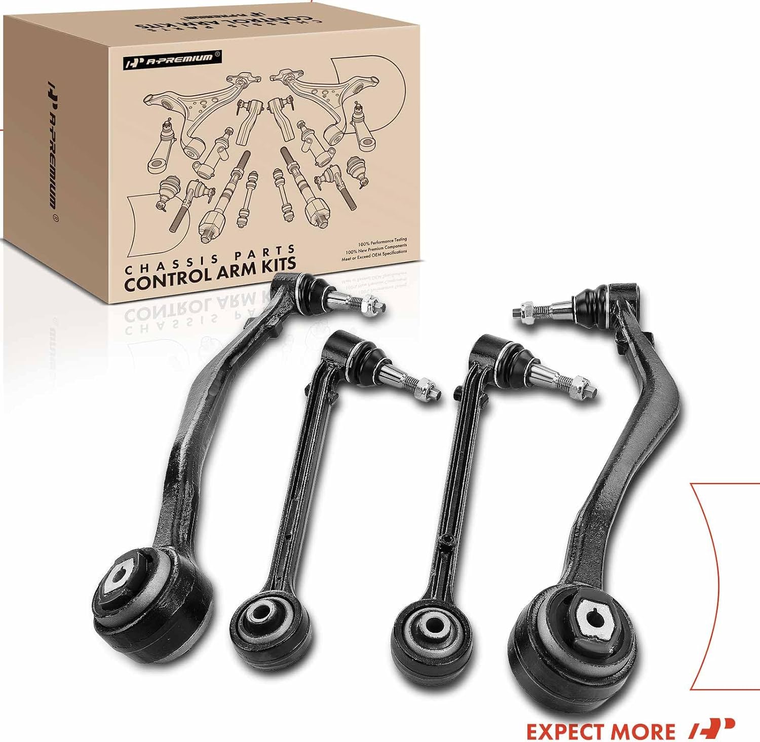 A-Premium Set of 4, Front Forward & Rearward Lower Control Arm Kit, with Ball Joint & Bushing, Compatible with Chevrolet Camaro 2010 2011 2012 2013 2014 2015