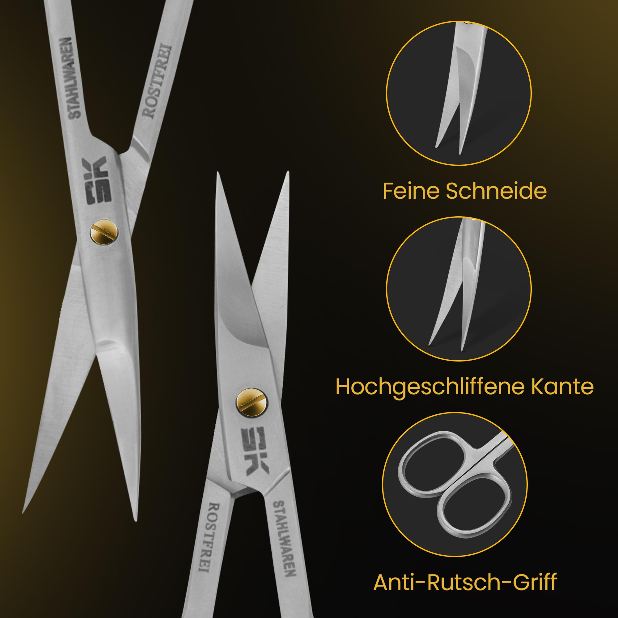 Scheren set 2-Teilig Nagelhautschere fein gebogen 9,5 cm & Nagelschere gebogen 9 cm Premium Rostfreier Edelstahl geeignet zum entfernen von Nagelhaut & hautresten Wimpern & Augen