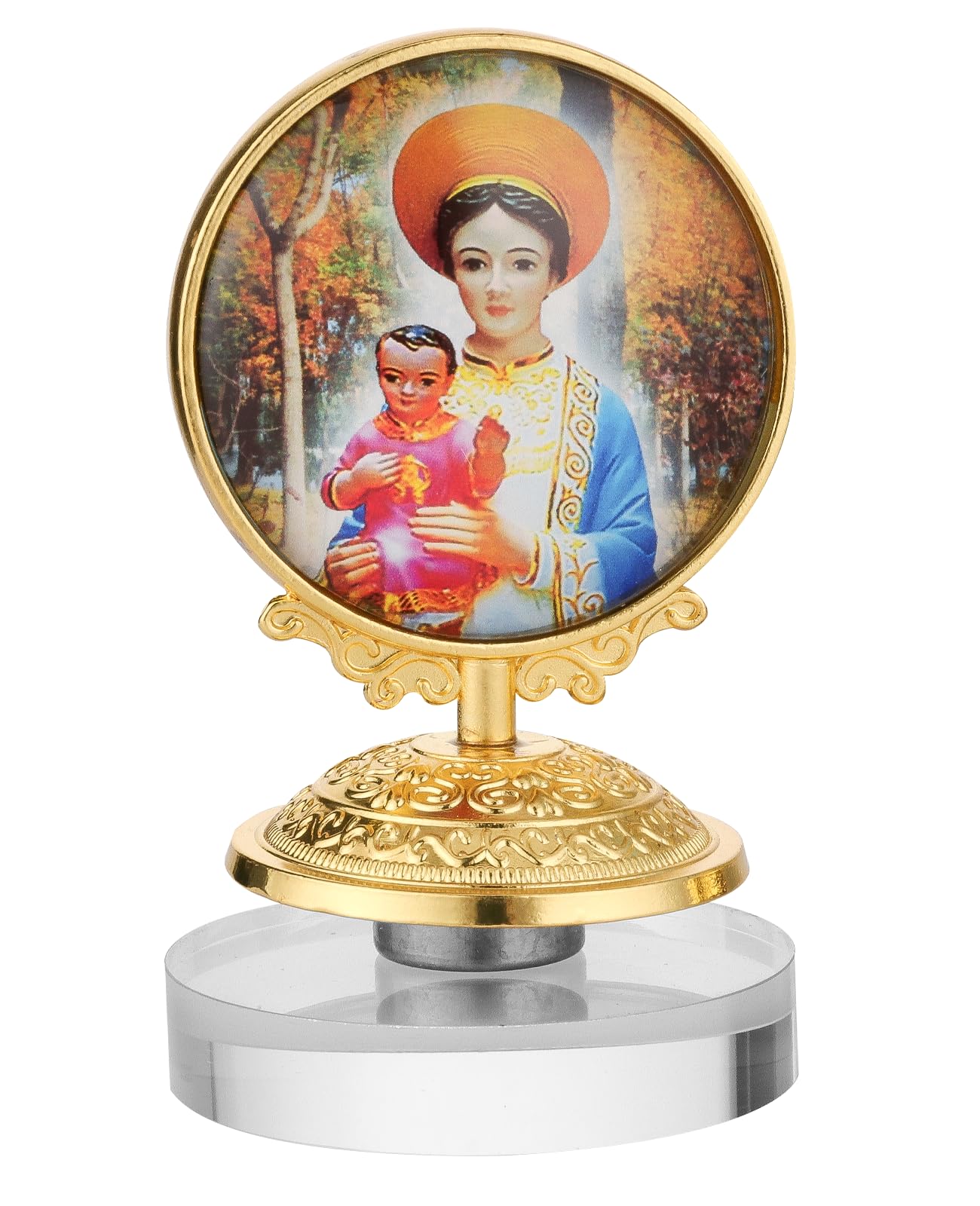 diyalo Rotatable Crystal Figurines Holy Family St.Christoper/Our Lady of Grace/Our Lady of Perpetual Help The Divine Mercy Statue Double-Sides Religious Icon Ornament with Gift Box