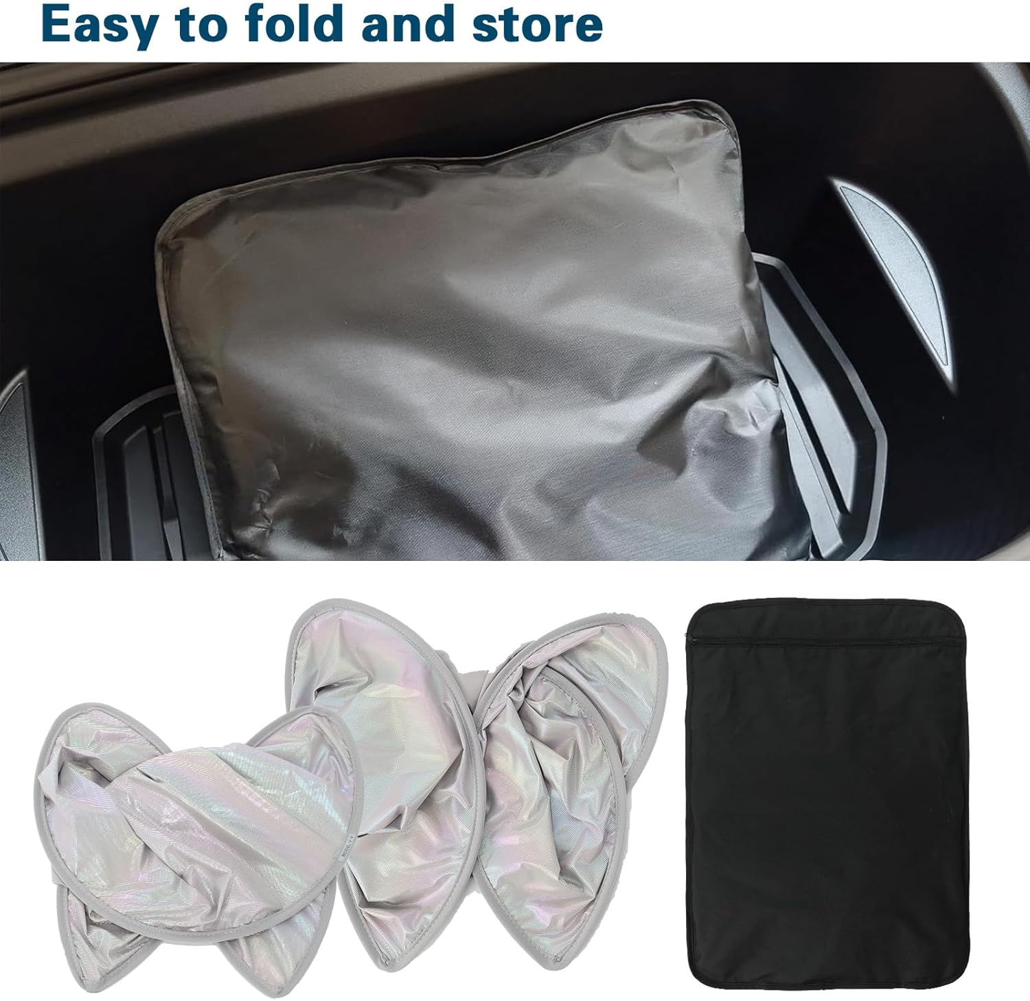 ROCCS Sunshade Roof for Tesla Model 3 2023-2021 Colorful Ice Crystal Glass Roof Sunshade Sunroof No-Sag Design Retractable Sunshade Heat Insulation Roof Window Sun Protection Snap Foldable (White)