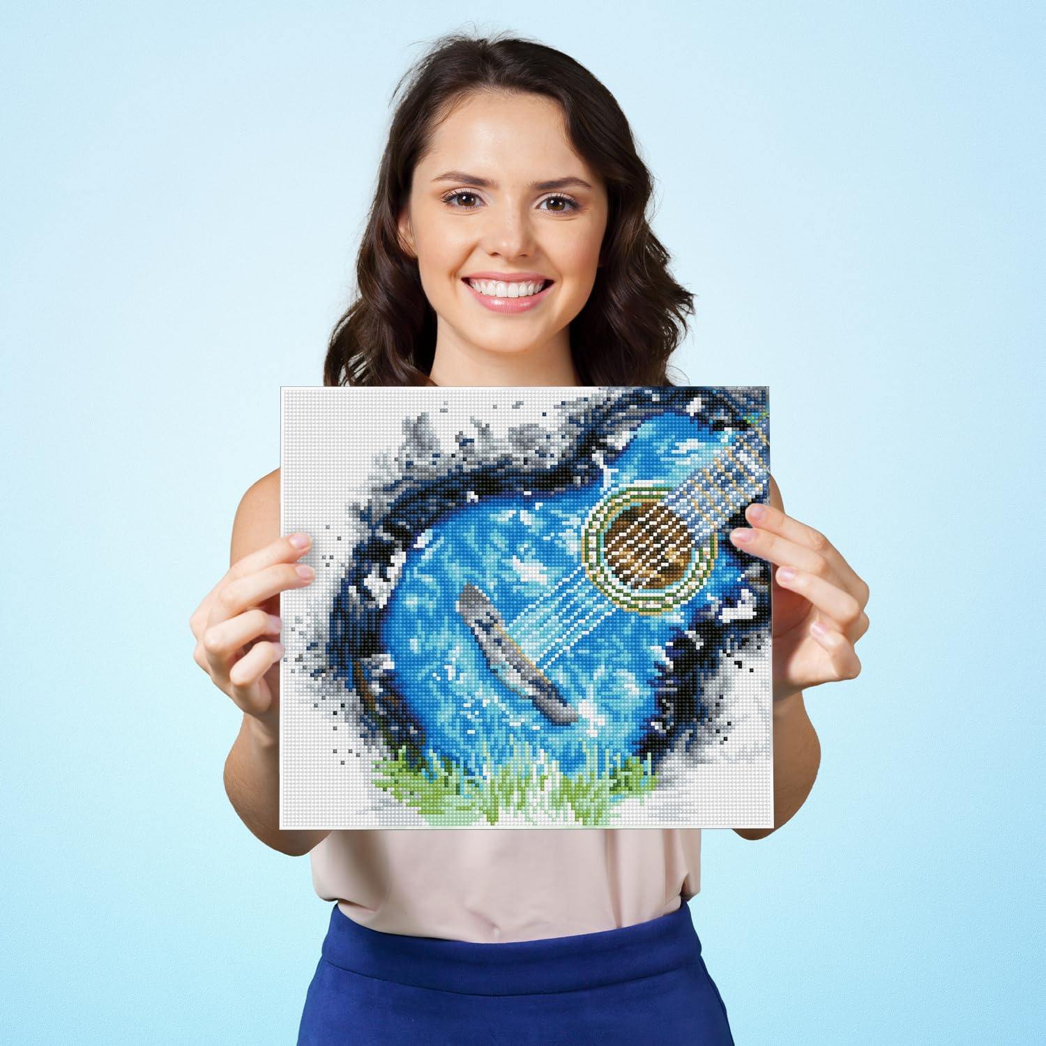 DIAMOND DOTZ Blue Grass Music Diamond Painting Kits for Adults - Diamond Art Kits a Relaxing Creative Craft Kit with Dotz Gems 12.2"x13.4"
