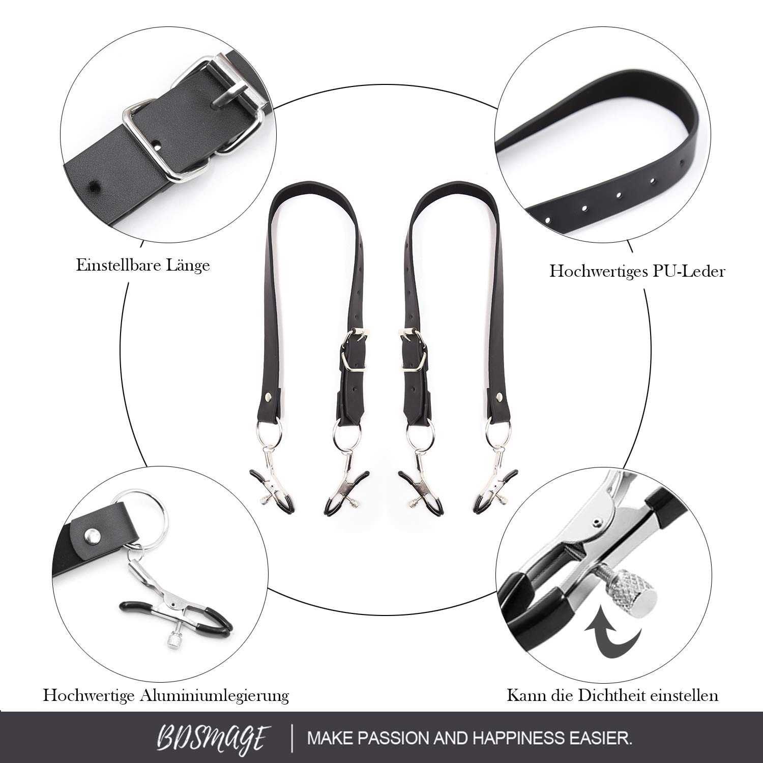 Set BDSM da 3 pezzi, pinze per labbra con cinghie di espansione e pinze per capezzoli con catena di ferro, pinze per clitoride clip vaginali clip per capezzoli regolabili cinghie