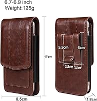 Vista 2 de Funda de cuero con clip para cinturón de teléfono celular, bolsa de cintura para teléfono móvil para hombre, pequeña bolsa de cuero con correa