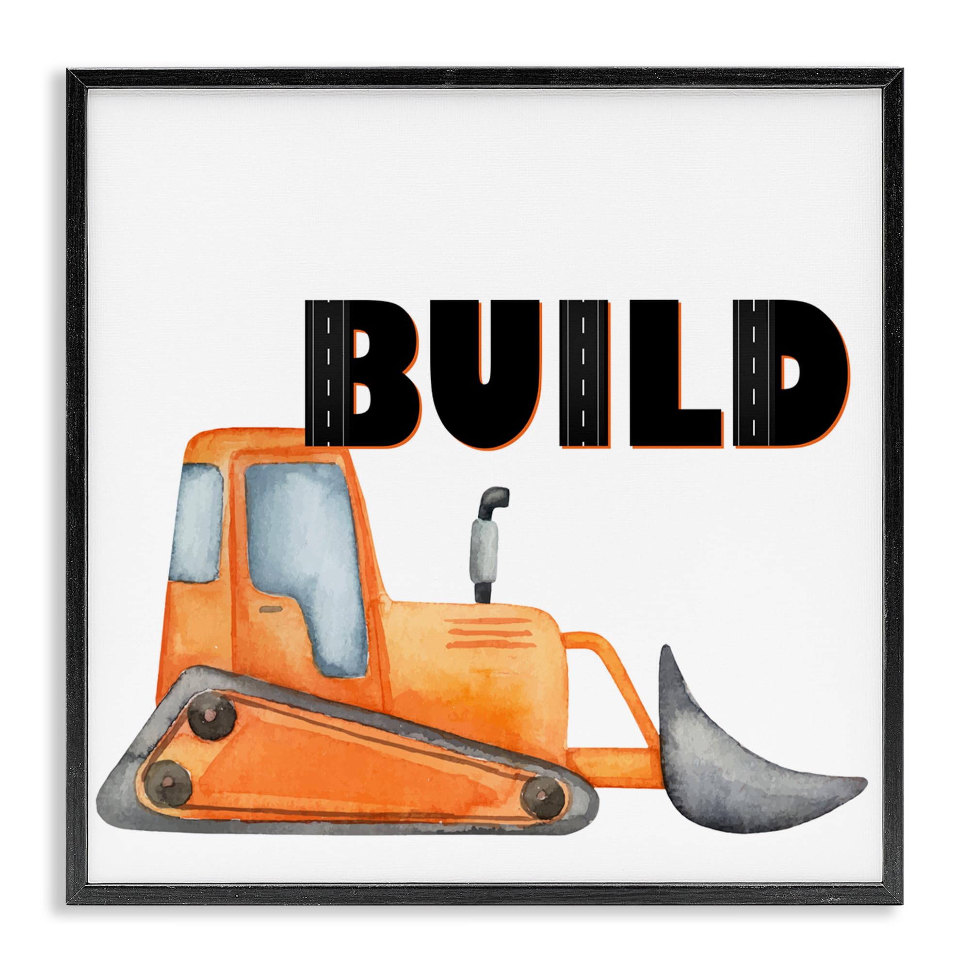 Bulldozer orange Kim Allen tableau encadré 61x61 cm Stupell Industries