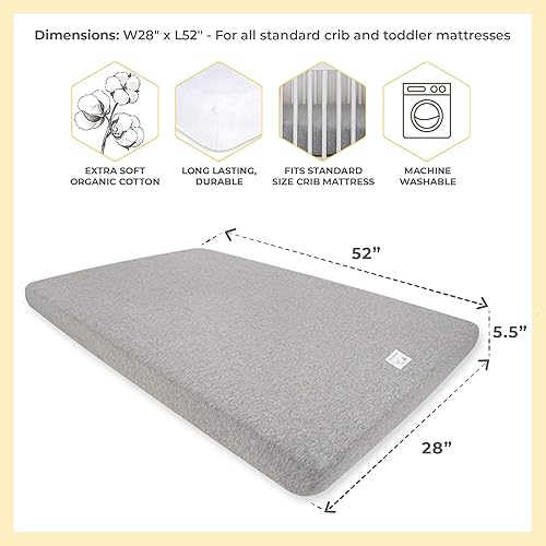 Miniatura 2 de Burts Bees Baby - Edredón orgánico Blossom, Flor/Blanco 2-PK, Blanco nube, verde glaciar, Gris Heather, Gris (Heather Grey Stripe), Heather