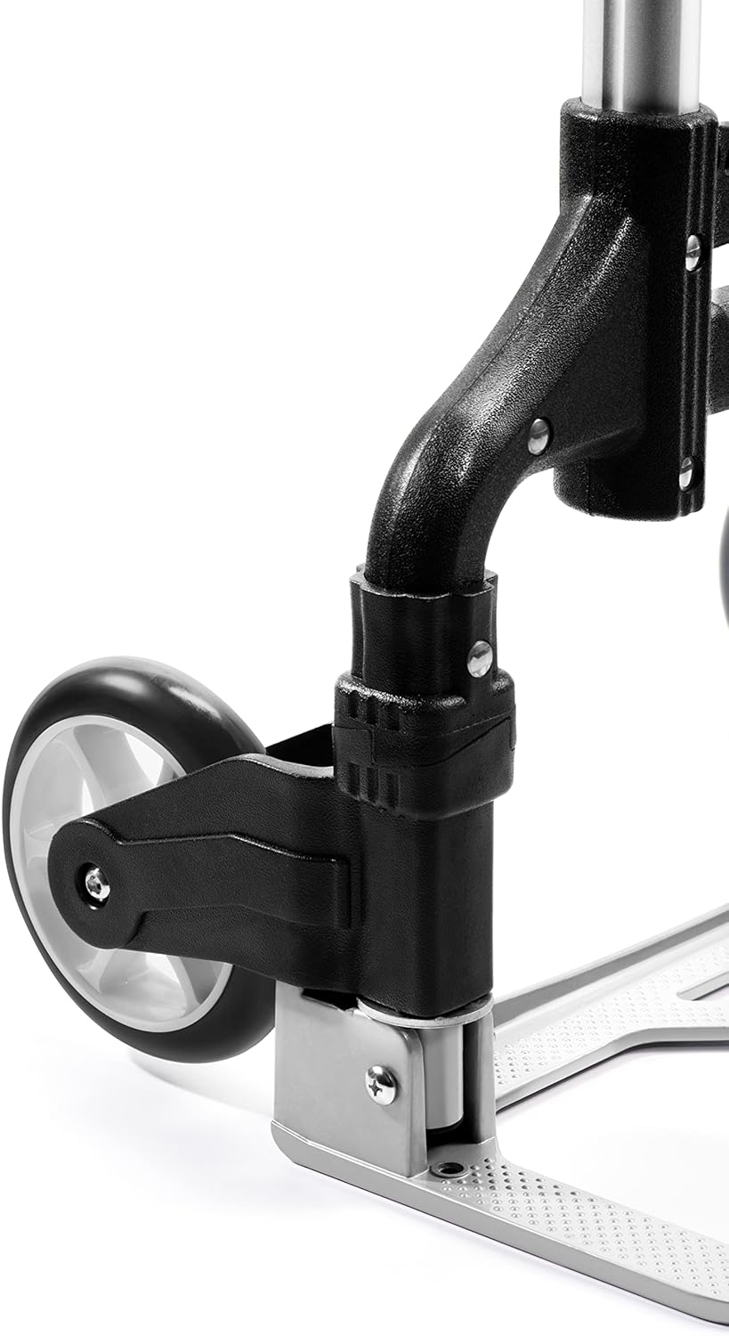 Caflower Folding Hand Truck, Aluminium Portable Folding Trolley with 3-Position Folding Pulley Handles, Load Capacity 175 lbs for Home, Office and Travel Use. (Aluminum+PVC Wheels) - - 